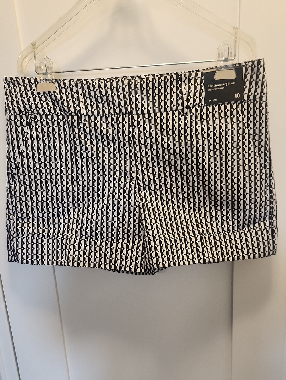 New York & Company Black and White Geo-Print Bermuda Shorts